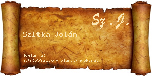 Szitka Jolán névjegykártya